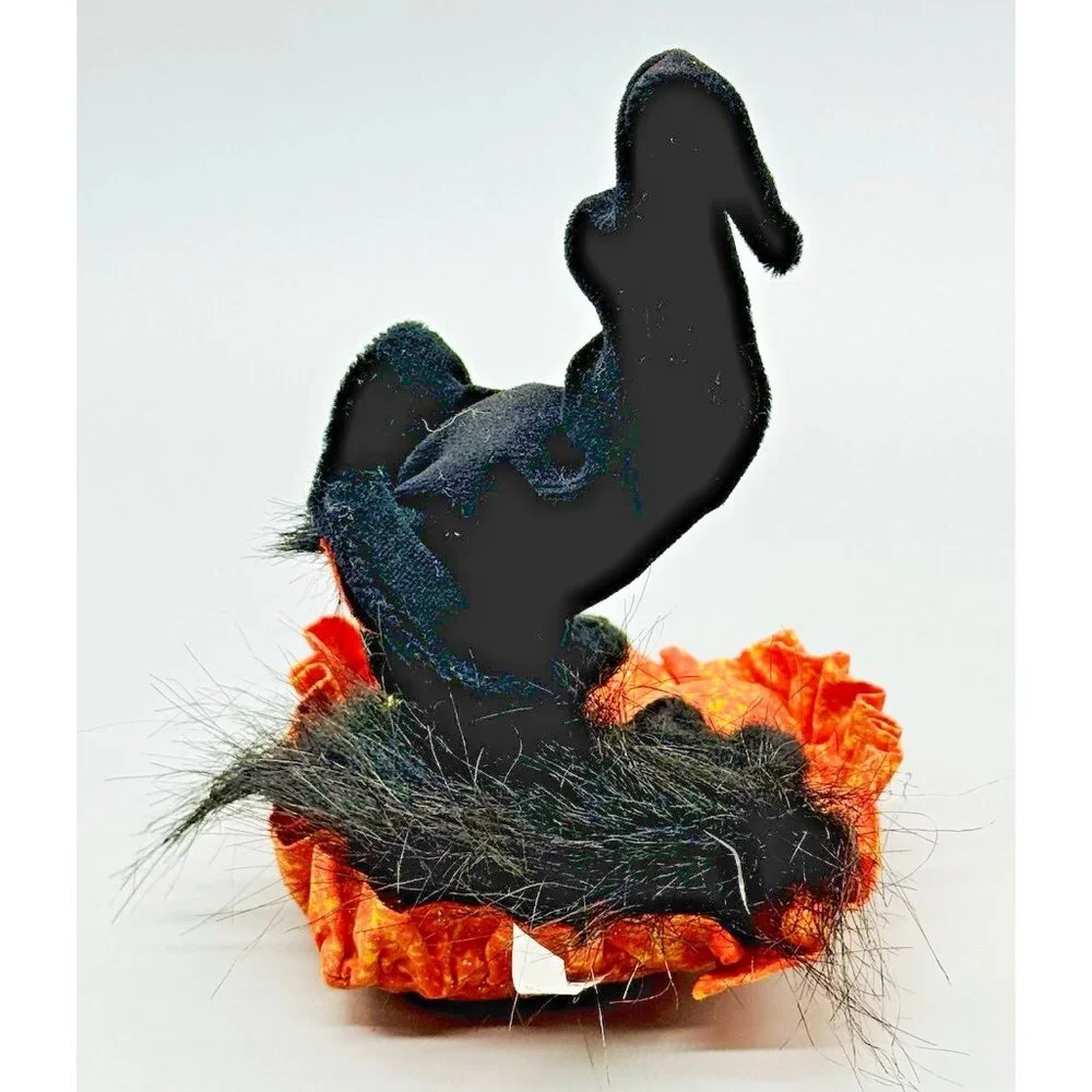 Annalee Moonlight Witch Hat Black Cat Orange‎ Pillow Halloween 2009